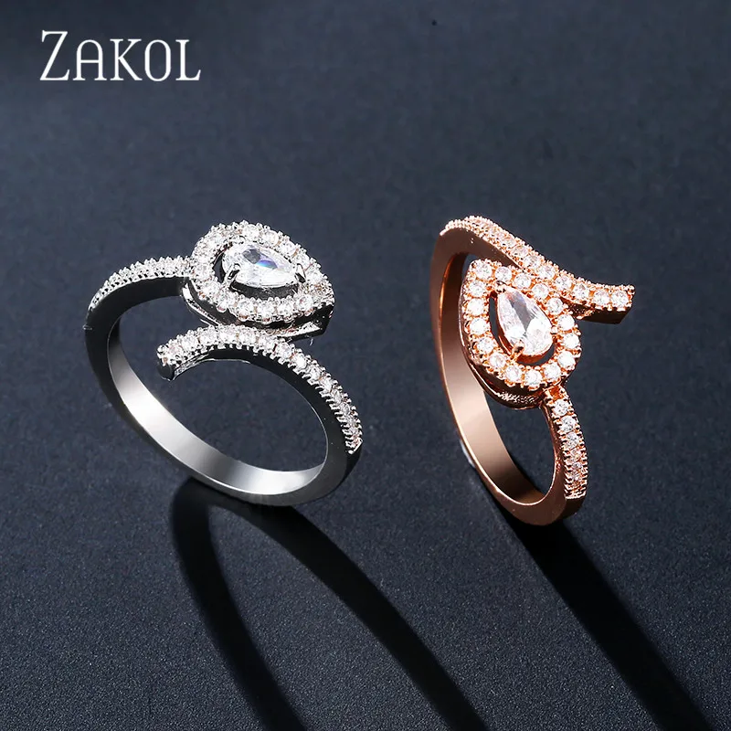 ZAKOL Stack Skinny Micro Pave CZ кубический цирконий Кольца для женщин модные обручальные свадебные вечерние ювелирные изделия подарок FSRP2129