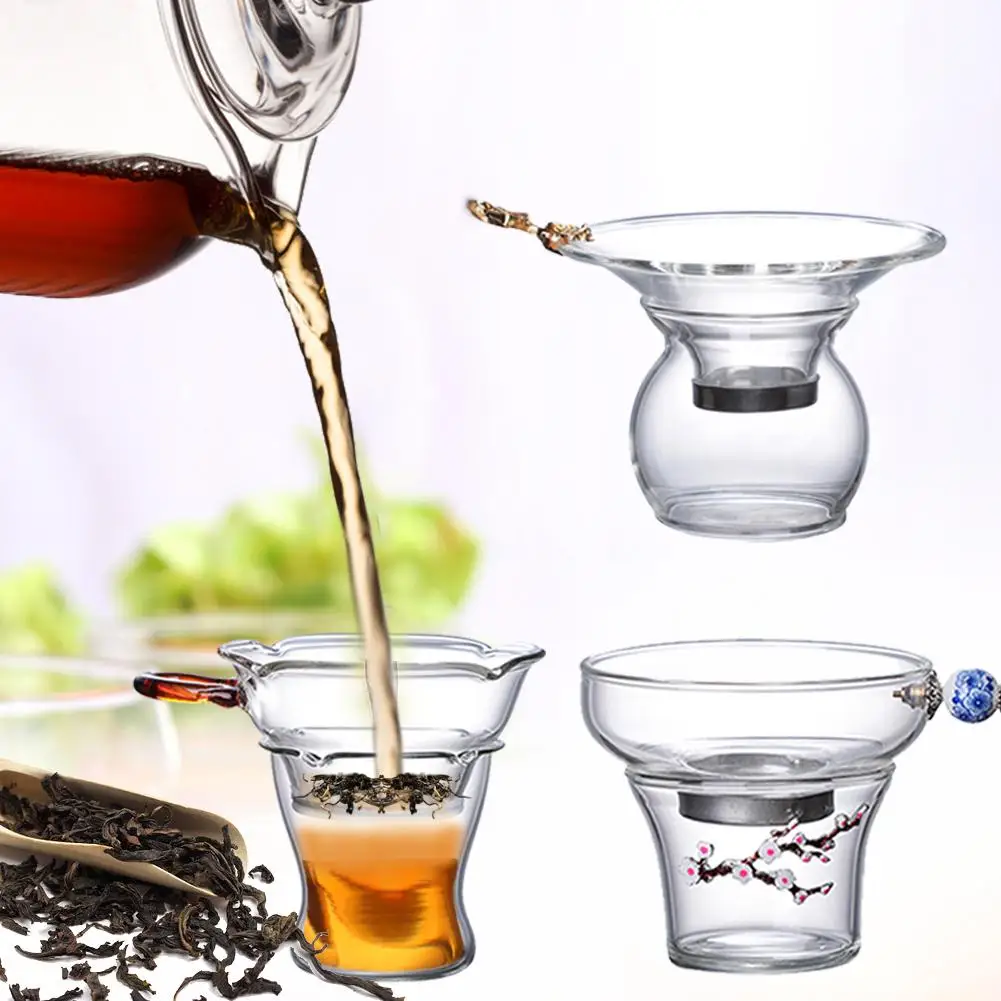 Высокий из боросиликатного стекла термостойкий стеклянный сетчатый фильтр для чайника чай протечка прозрачный Чайный фильтр кунг-фу аксессуары для чая