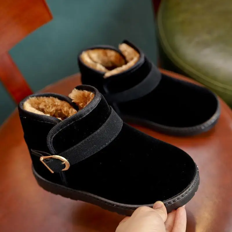 Детские зимние ботинки для мальчиков и девочек 2019 г. Новая зимняя однотонная