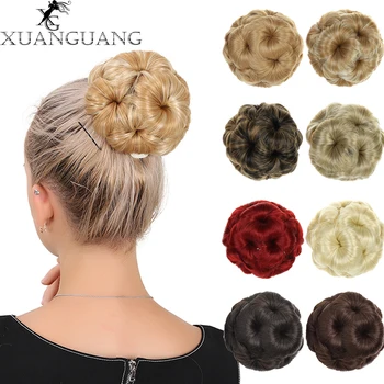 

XUANGUANG Curly Hair Of The Woman Bun High Temperature Fiber Synthetic Hair Chinon 11 Colors For Choose