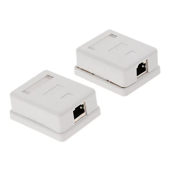 

2 X Cat5e Single Port Surface Mount Outlet Box RJ45 Face Plate Backbox Combo
