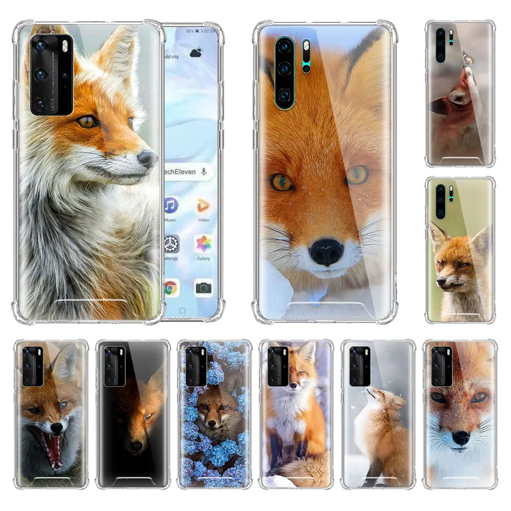 Hot Animal fox Case For Huawei P20 P40 Lite P30 Pro P Smart Z Plus 2019 Airbag Anti Soft Shell Phone Coque Sac | Мобильные телефоны