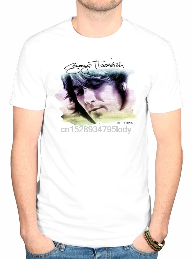 

Official George Harrison Water Colour Portrait T-Shirt Let It Roll Cloud Nine