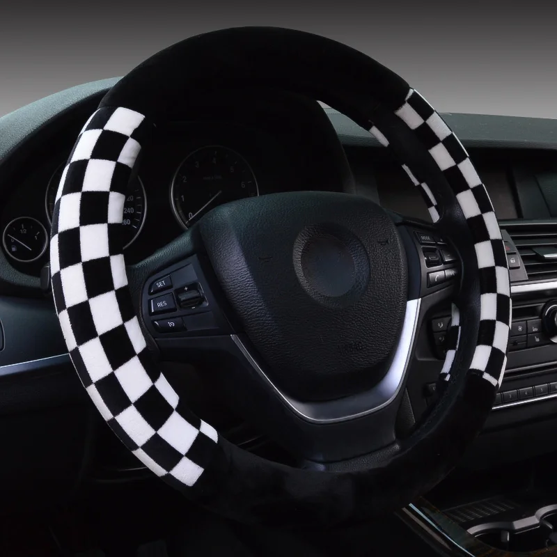 DUKEAUTO теплый плюшевый шерстяной материал автомобиля acceesory оплетка рулевого колеса 38-40 см диаметр мини-глоф - Название цвета: Белый