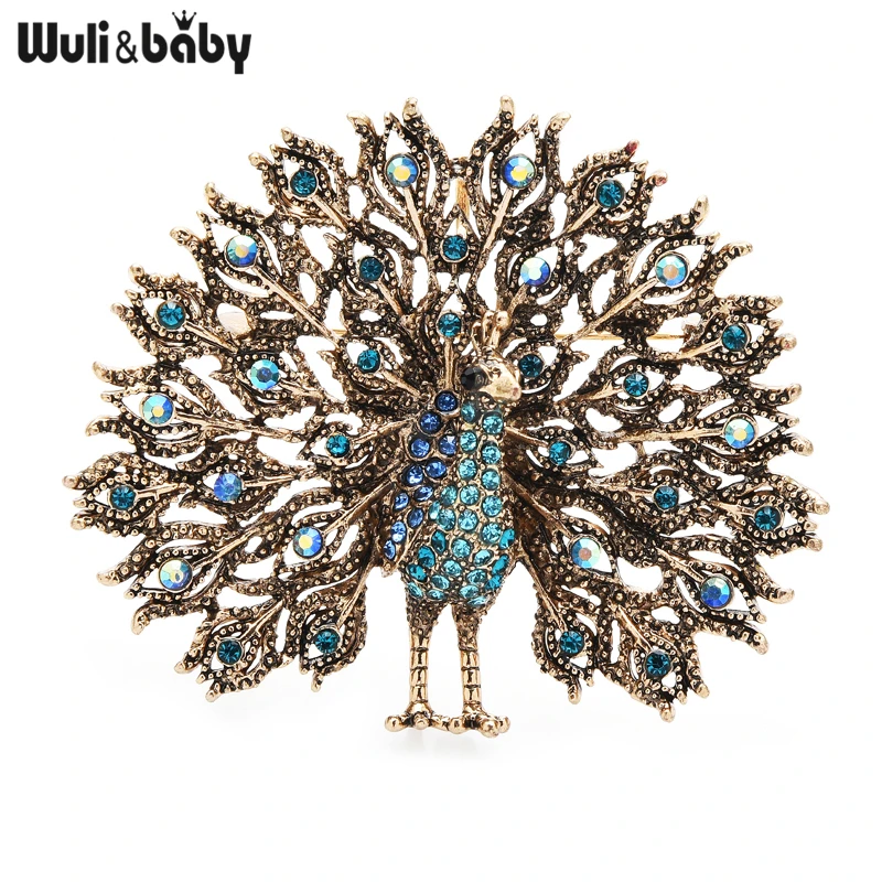 

Wuli&baby Mulitcolor Big Sparkling Peacock Brooches Pins For Women Jewelry Gift 4 Colors Badge Scarf Buckle