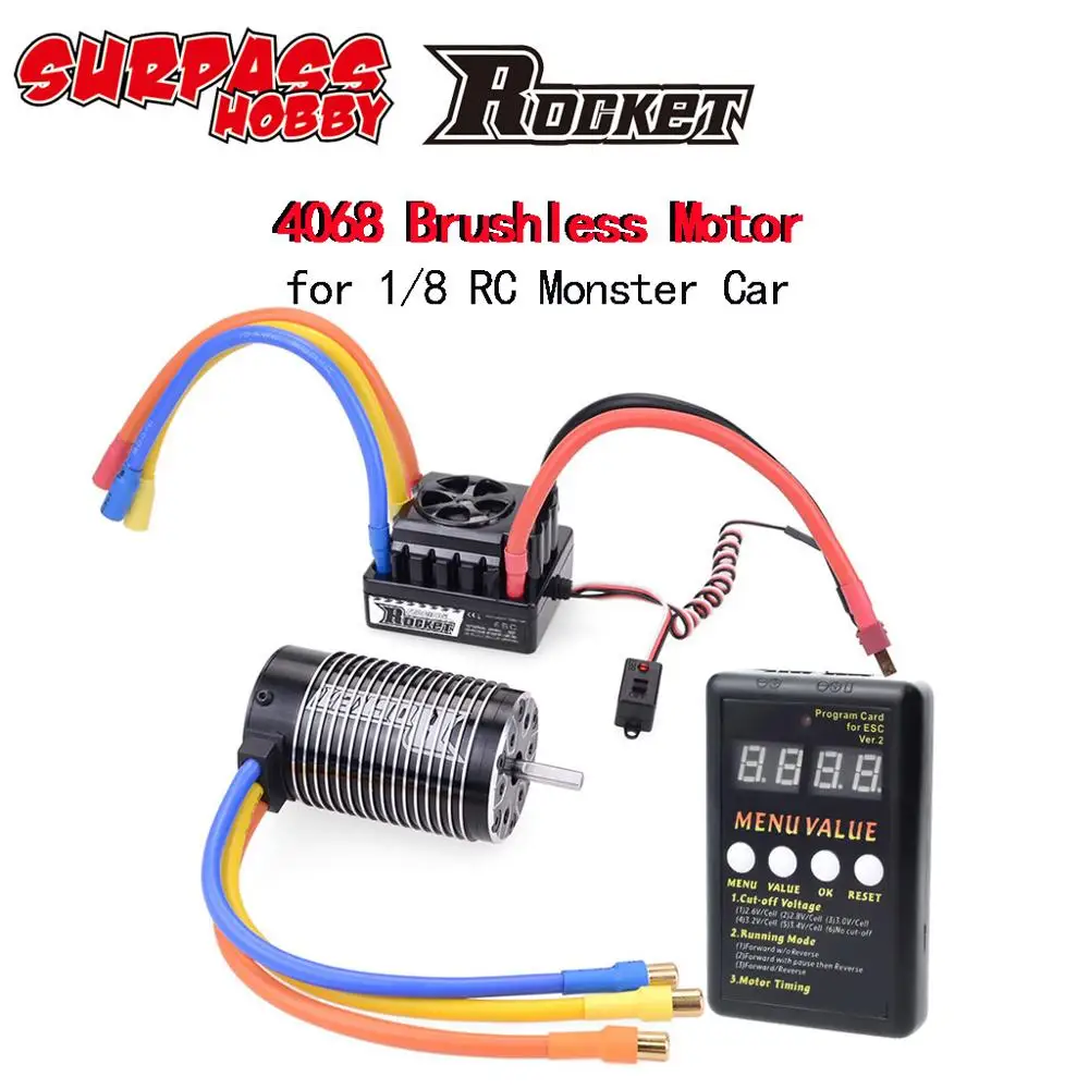 Бессенсорный бесщеточный двигатель Rocket 4068 1/8 кВ кв КВ с 120а а ESC для гоночных
