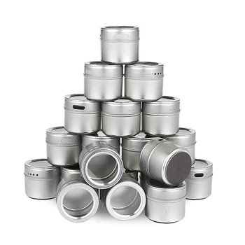 

Magnetic Spice Tins Stainless Steel Spice Jar Set With Stickers Pepper Shakers Salt Pepper Set Seasoning Sprays