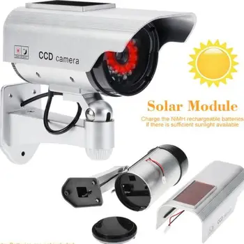 

Simulation Fake Camera Solar Power Dummy Camera Waterproof Outdoor CCTV Surveillance Dummy Camera Bullet With LED Light