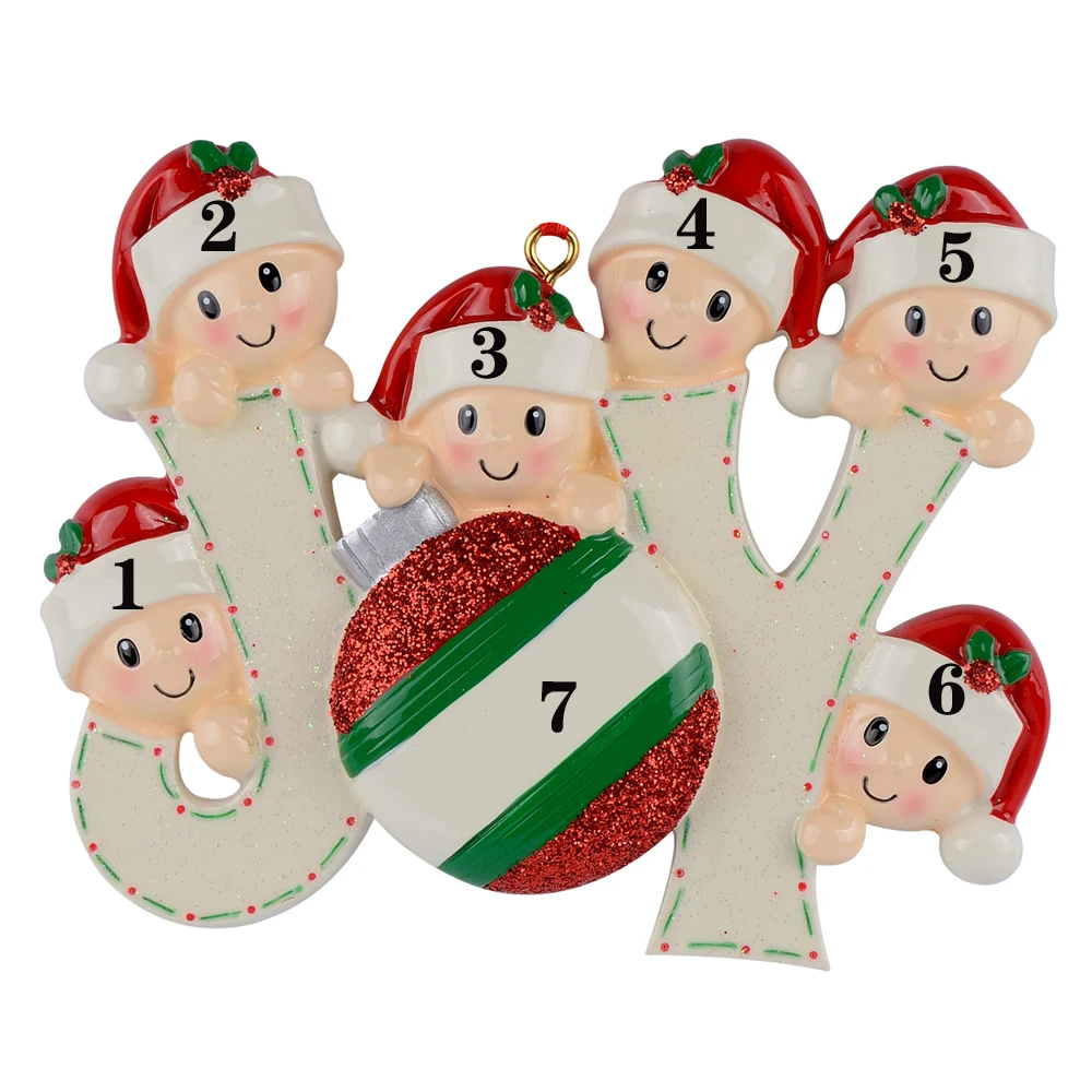 Joy Family Members of 4 Polyresin Glossy Accents Personalized Christmas Tree Ornaments For Home Decoration Joy Family Members of 4 Polyresin Glossy Accents Personalized Christmas Tree Ornaments For Home Decoration