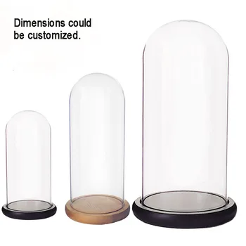 

Bell Glass Bell Jar Shade Glass Dome Flowers cap with Wood Base Home Decor decoration vase cover Hot new ornament storage