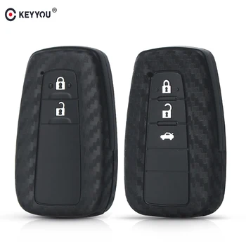 

KEYYOU 10X Car Styling Auto Key Shell Case For Toyota Camry Corolla C-HR 2017 2018 Prado Prius Car Styling Carbon Fiber Cover