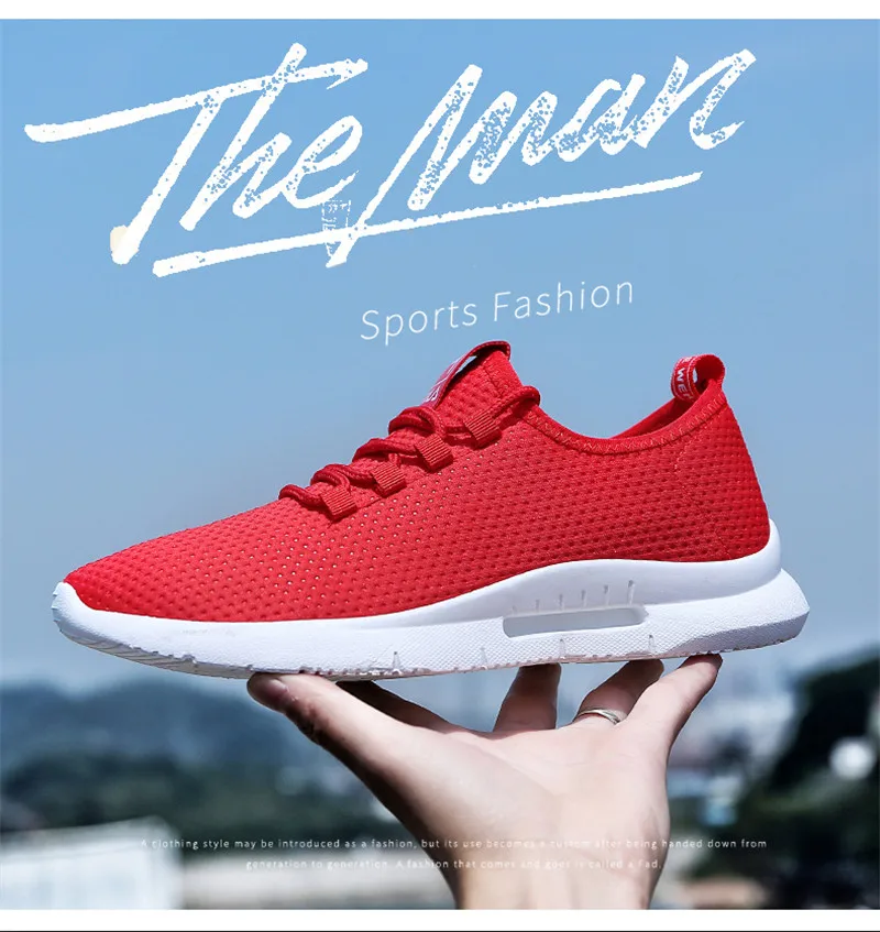 Спортивная обувь для мужчин, легкие дышащие мужские кроссовки, белые, красные, на шнуровке, Корейская уличная спортивная обувь, zapatillas hombre