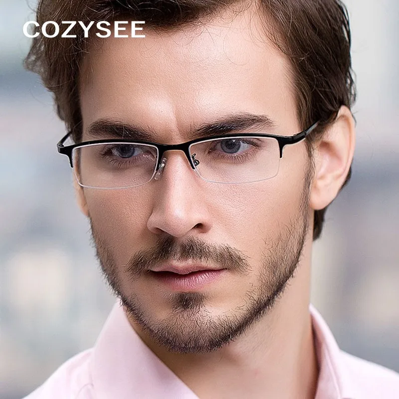 Модные очки без оправы в металлической оправе мужские с прозрачными линзами