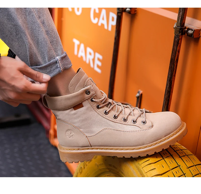 Men anti-slip breathable ankle boots waterproof high street fashion doc martens boots black grey brown lace up round-toe motorcycle boots soft comfortable work shoes safety (11)