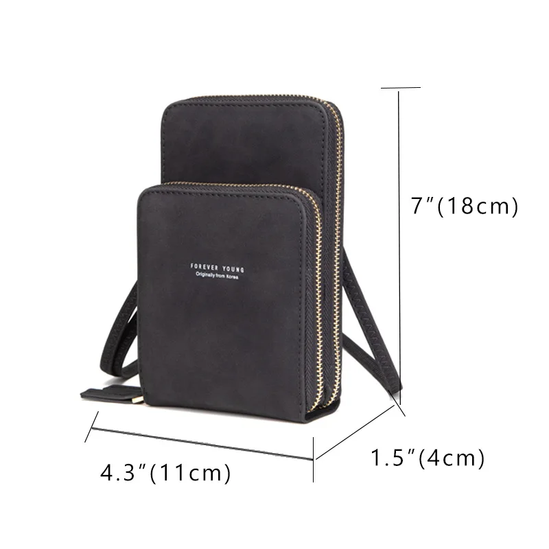 Vintage Frosted PU Leather Women's Multi-function Single Shoulder Messenger Bag Female Student Messenger Mobile Phone Bag