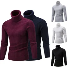 ZOGAA Autumn Winter Men's Sweater Men's Knitted Turtleneck Pullovers Solid Twist Bottoming Slim Sweater Male High-necked Jumpers
