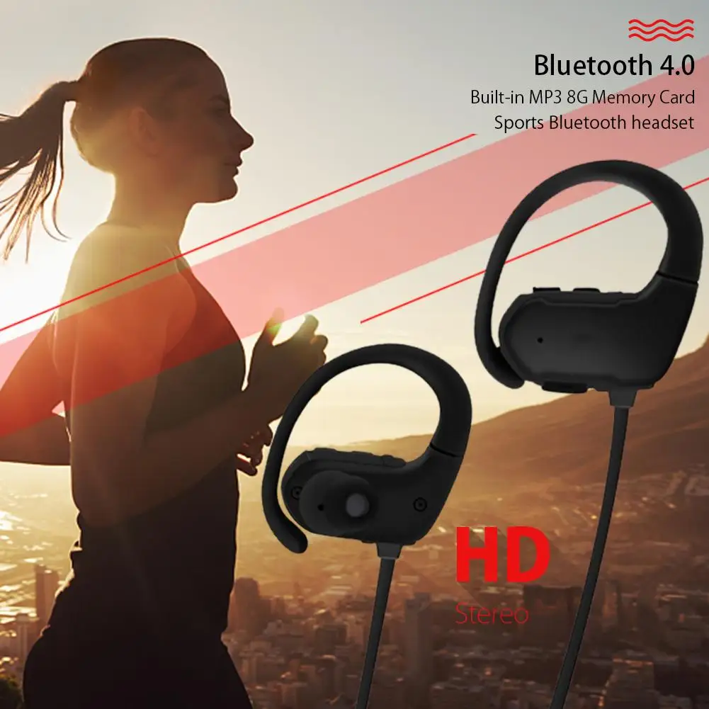 Ушные спортивные Bluetooth наушники стерео наушники со встроенной MP3 8G картой памяти