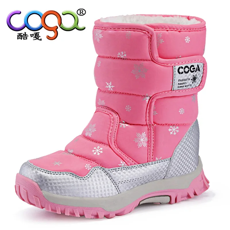 Г., От 4 до 13 лет зимняя обувь для девочек с высоким голенищем модные водонепроницаемые ботинки с принтом для больших детей теплые ботинки для мальчиков и девочек - Цвет: pink