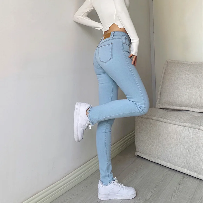 

2021 New High Waist Jeans Cut Rotten Ankle For Women Sexy Denim Pants Femme elasticity Skinny Pencil Trousers