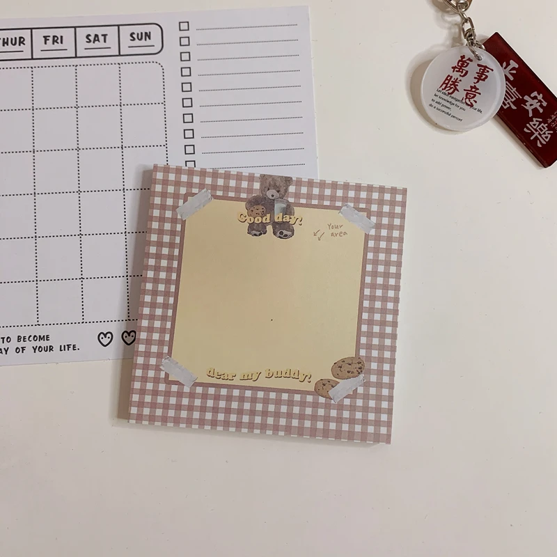 50 Sheets Ins Hot American retro style cute bear Mini Portable Notepad Diary Book Exercise Book Papelaria School Office Supply