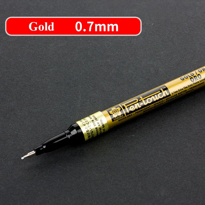 Gold-0.7mm Маркерная ручка SAKURA для краски, стекло/сталь/резина/дерево/пластик/Одежда, высоколегкая ручка Graffti масляный маркер Marcador Caneta канцелярские принадлежности - Цвет: Gold-0.7mm