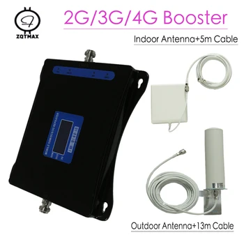 

ZQTMAX 2G 3G 4G Cellular Signal Amplifier 900 1800 2100 mobile Signal Booster dcs gsm Repeater with cable antenna set
