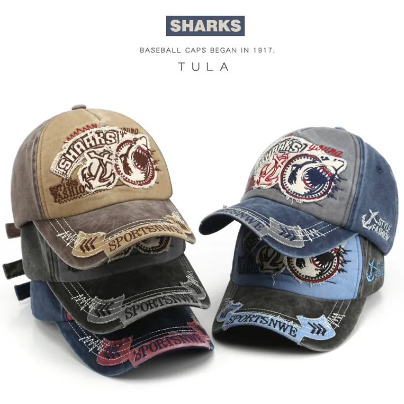 Новинка 2020 Хлопковая мужская бейсболка для snapback Кепка с вышивкой акулы кепки gorras