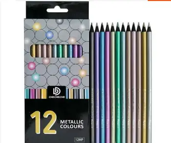 

12pc/set Metallic color pencil цветной свинец lapis de cor metal drawing pencil adult art supply painting pencil