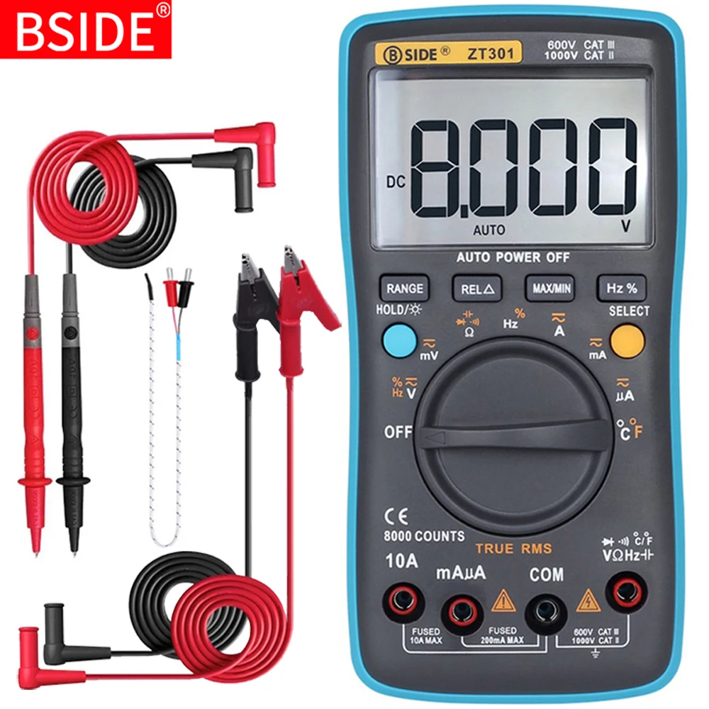 Цифровой мультиметр BSIDE ZT серии True RMS Авто Диапазон Multimetro Вольтметр Амперметр емкость температура Ом Гц NCV тестер|Мультиметры|   | АлиЭкспресс