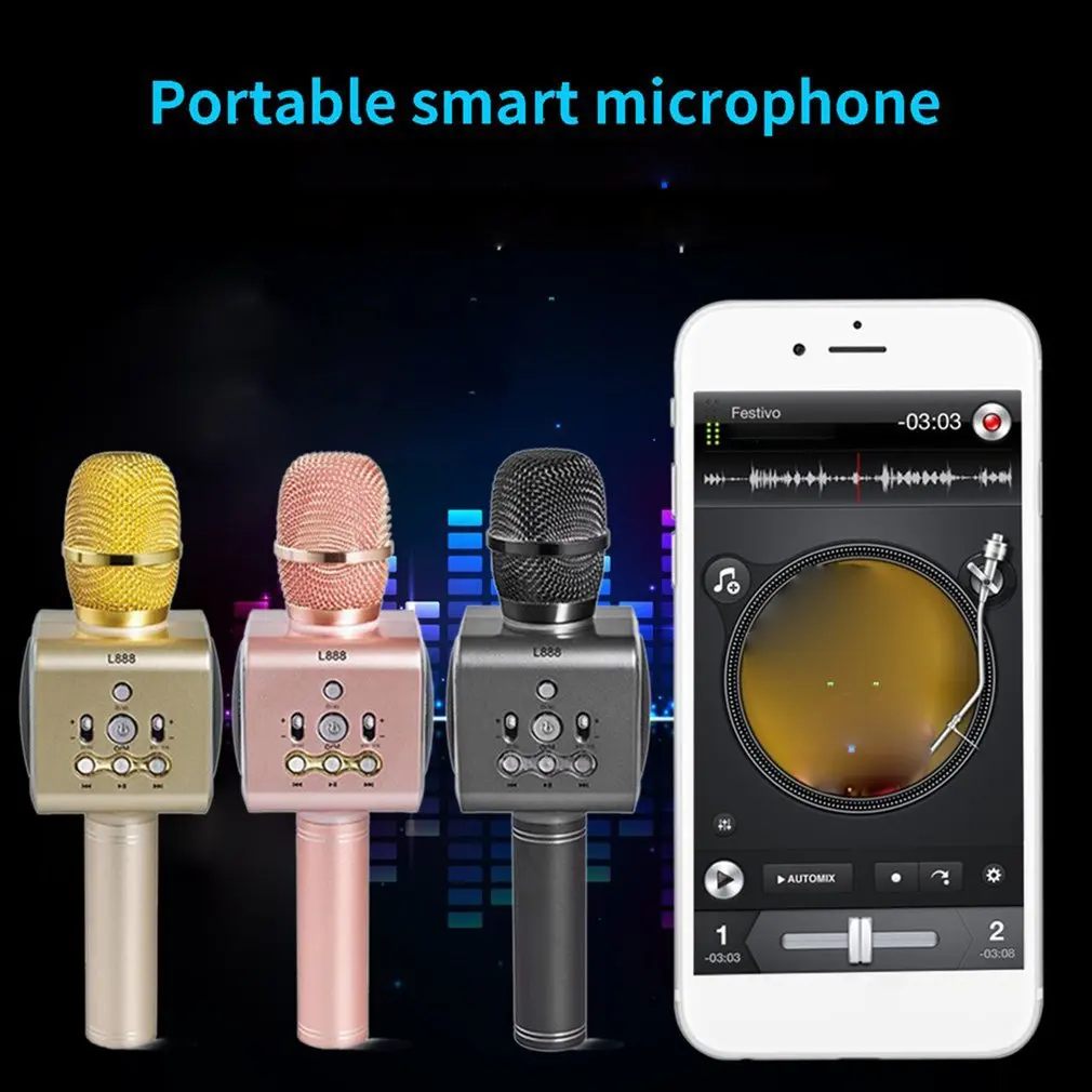 L888 Portable National Karaoke Microphone Mobile Phone Karaoke Wireless Condenser Microphone Audio Machine