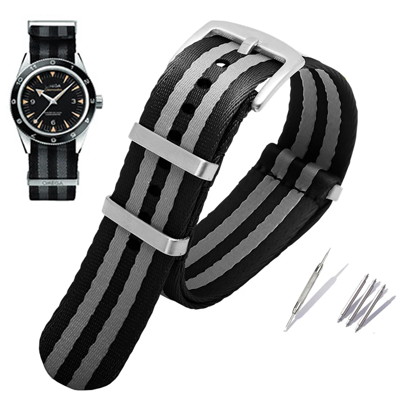 Cinturino In Nylon Per O-Mega Tudor Seiko Watch Seamaster 007 Commander One Piece Single Pass Strap 20Mm 22Mm