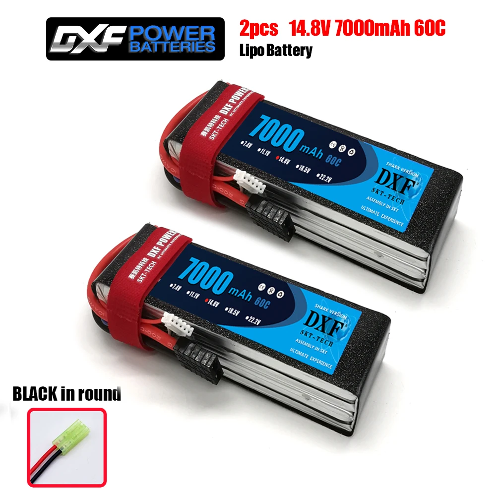 2 шт. DXF RC Lipo батарея 2s 7,4 V 2700mAh 20C 7000 60C 14,8 V 7000 60C для Wltoys 12428 feiyue 03 RC Q39 Запчасти для обновления - Цвет: 4S7000mah BLACK