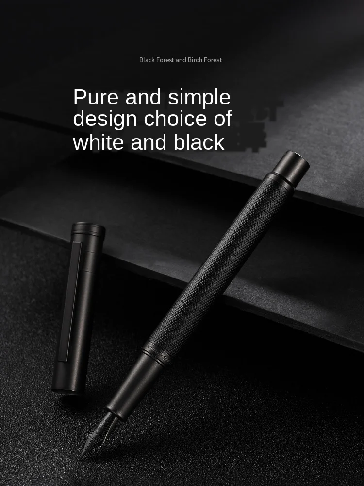 Hongdian черная металлическая авторучка из титана Черная EF/F/Bent Nib красивая текстура