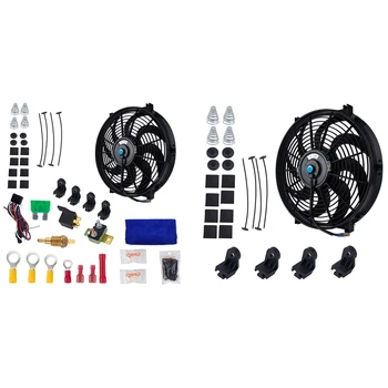 

Universal High Performance 12V Slim Electric Cooling Radiator Fan with Fan Mounting Kit 14 Inch