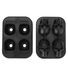 3D Skull Silicone Ice Cube Mold Tray Easy Release 4 Giant Skulls Ice Cube Maker, Black