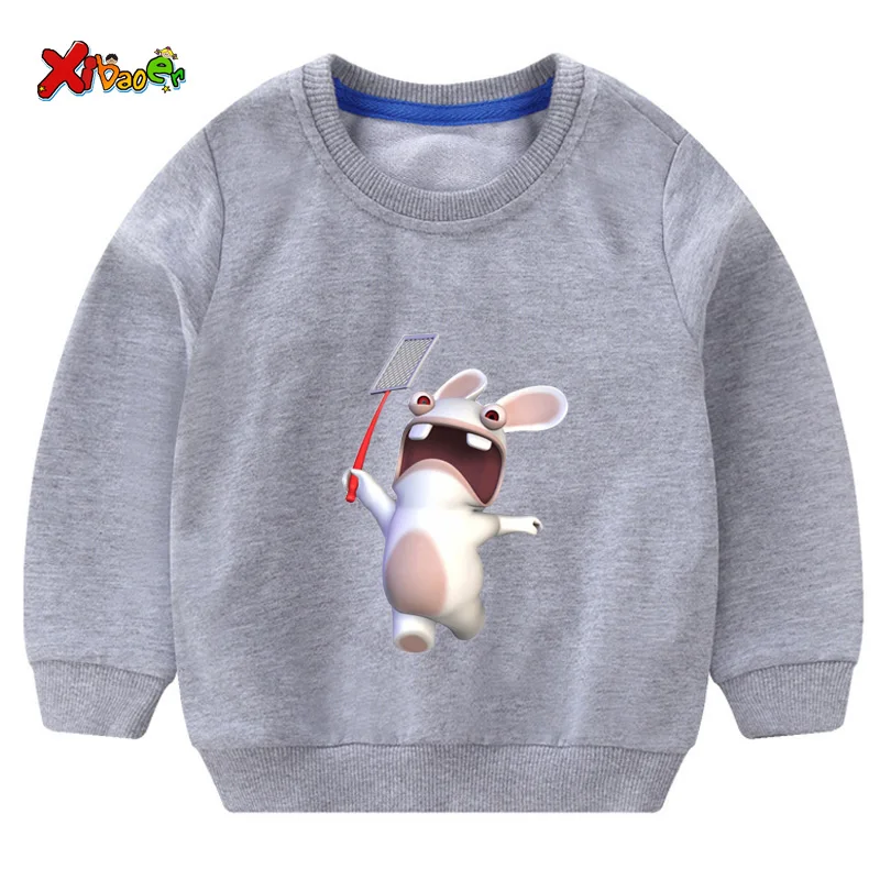 Г. Детские толстовки; Забавный детский свитер с принтом «rabbids»; Осенняя уличная одежда для малышей; Модный хлопковый пуловер