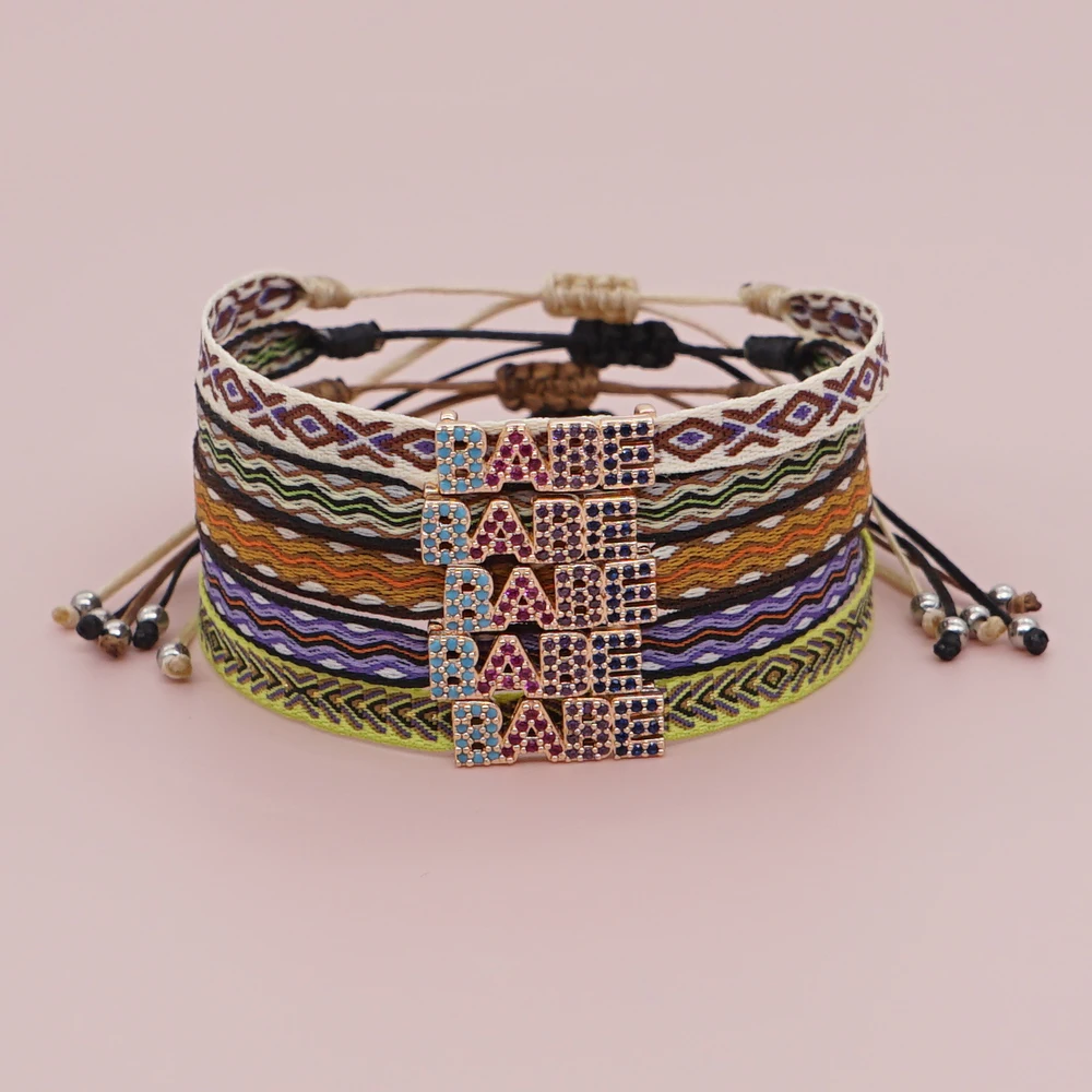 

YASTYT Cloth Braided Rope Bracelet Handmade Friendship Bracelets for Men Women Child Lucky Jewelry Cubic Zirconia Pulseras