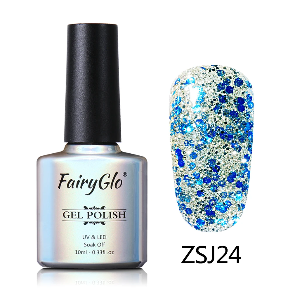 FairyGlo 10 мл Алмазный Гель-лак для ногтей Vernis Полупостоянный УФ-светодиодный Блестящий Гель-лак с эффектом замачивания Гибридный эмалированный лак - Цвет: ZSJ024