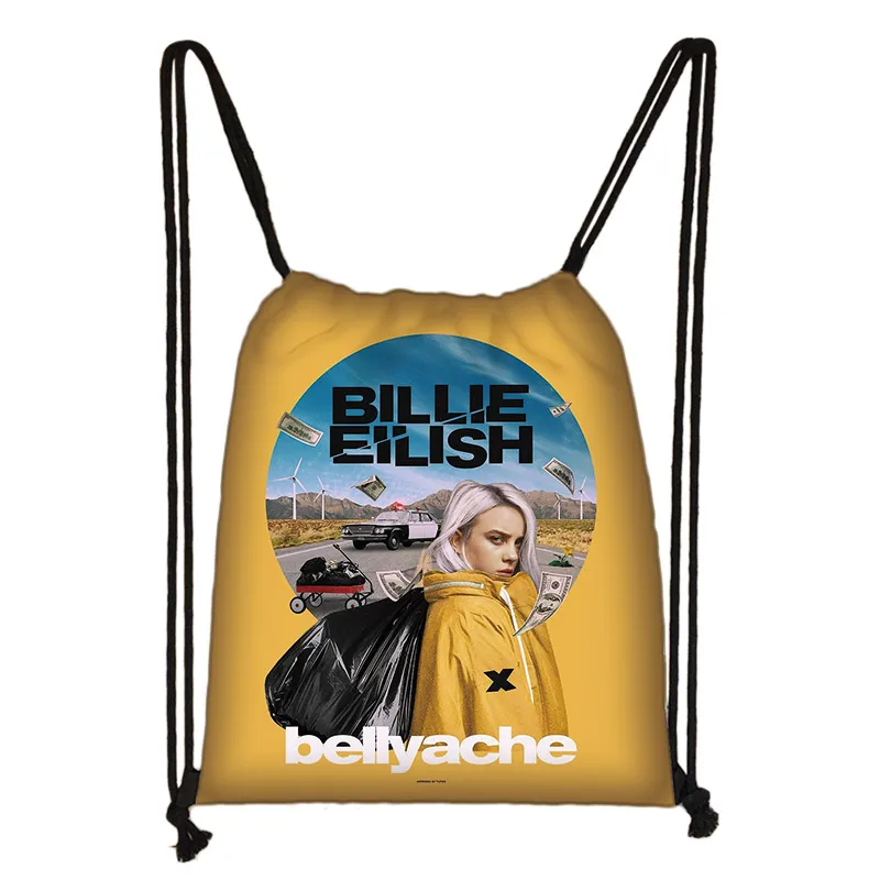 Billie Eilish сумка на шнурке женская модная сумка для хранения рюкзак из парусины для подростков женские вечерние сумки для покупок - Цвет: skdemili16