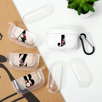 

Art Floral Initial Letter Case for Airpods Pro Earphone Case Alphabet Coque For Apple Air pod 3 Wireless Bluetooth Clear Covers