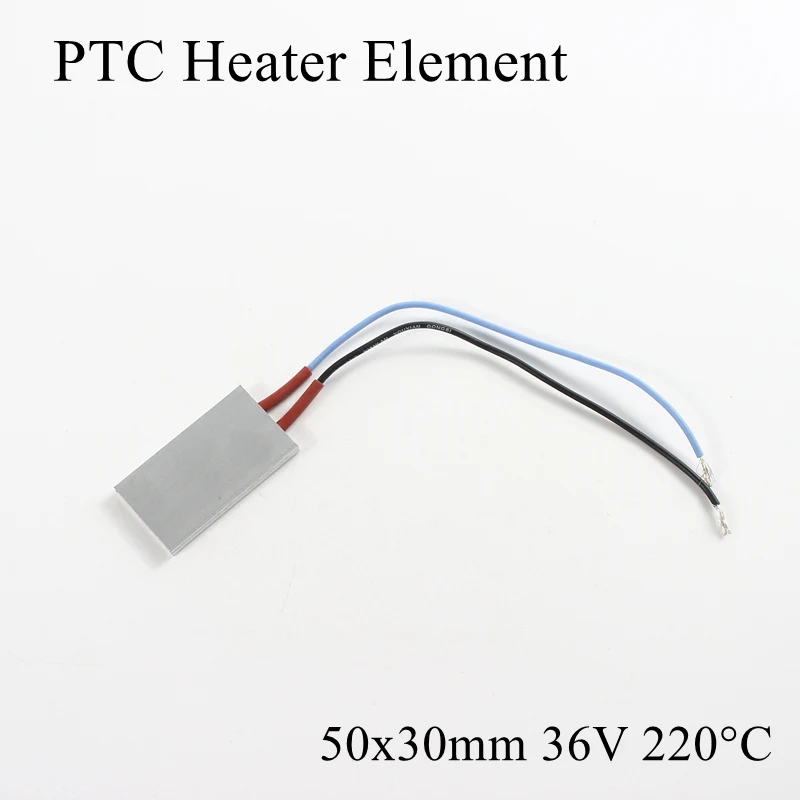 

1pc 50x30mm 36V 220 Degree Celsius Aluminum PTC Heater Element Constant Thermostat Thermistor Air Heating Sensor With Shell