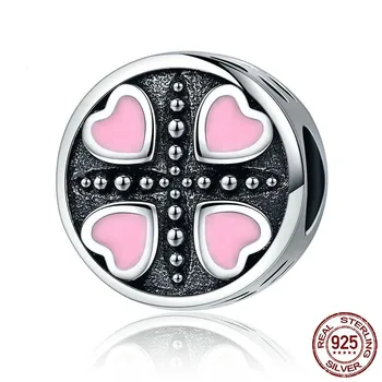 

Avile Valentine's Day gift pink love S925 sterling silver beads pink heart-shaped accessories Y scc157s