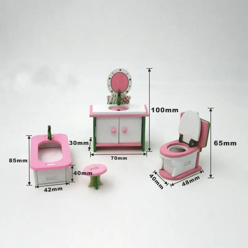 4 Lots Wooden Dolls House Miniature Accessory Home Furniture Children Toys Gifts