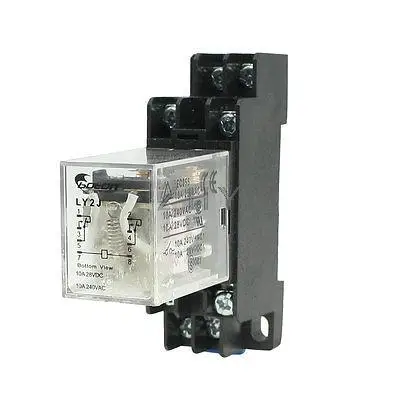 

AC 12V Coil 8 Pin DIN Rail Electromagnetic Power Relay 8 Pin 5A LY2J w Base