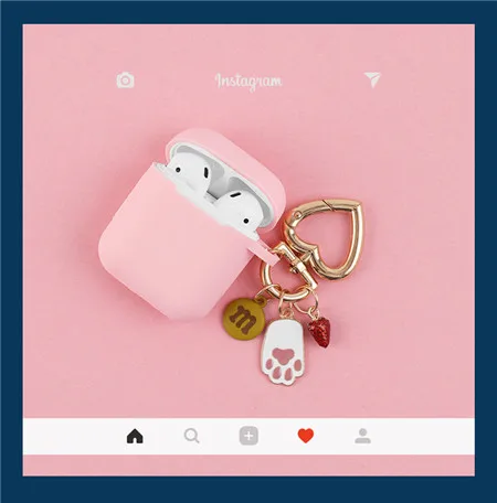 style 2 Сладкий розовый Силиконовый чехол для Apple Airpods милый корейский Кролик Декор Аксессуары Bluetooth наушники коробка для наушников крышка брелок - Цвет: style 2