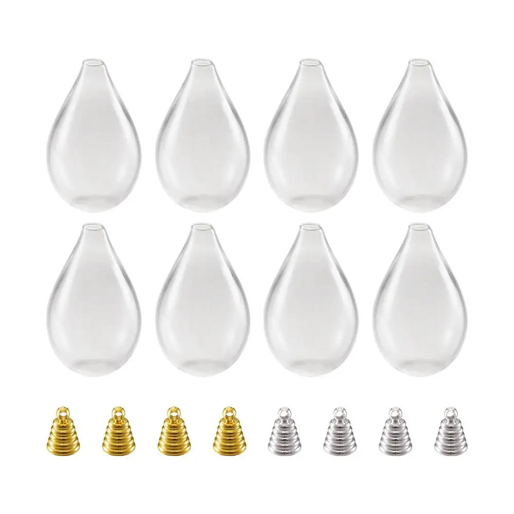 

Handmade Blown Glass Beads and Brass Pendant Bails for DIY Clear Glass Bottle Wind Chime Jewellry Pendant Making Accessories