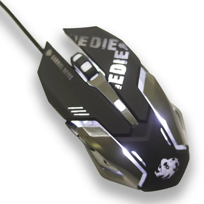 Blue Wired Gaming Mouse with Anime-Inspired Design and Breathing Light Effects