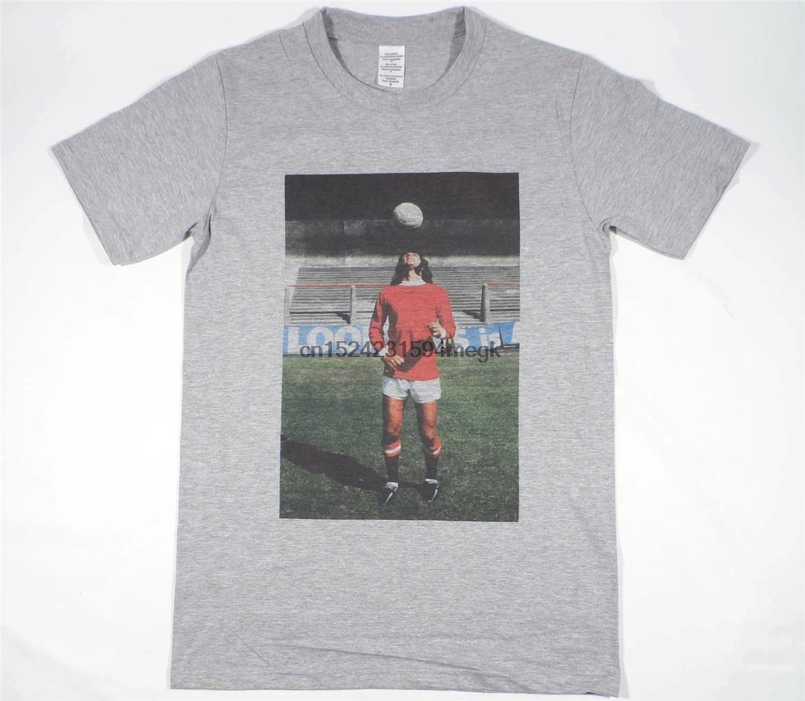 Джордж Бест серая футболка Размер S-XXXL человек Юнайтед Cantona Maradona Pele Футбол (1) |