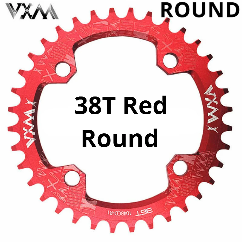 VXM круглая и овальная узкая широкая цепь MTB горный велосипед 104BCD 30T 32T 34T 36T 38T шатун зубная пластина части 104 BCD - Цвет: 38T Red Round