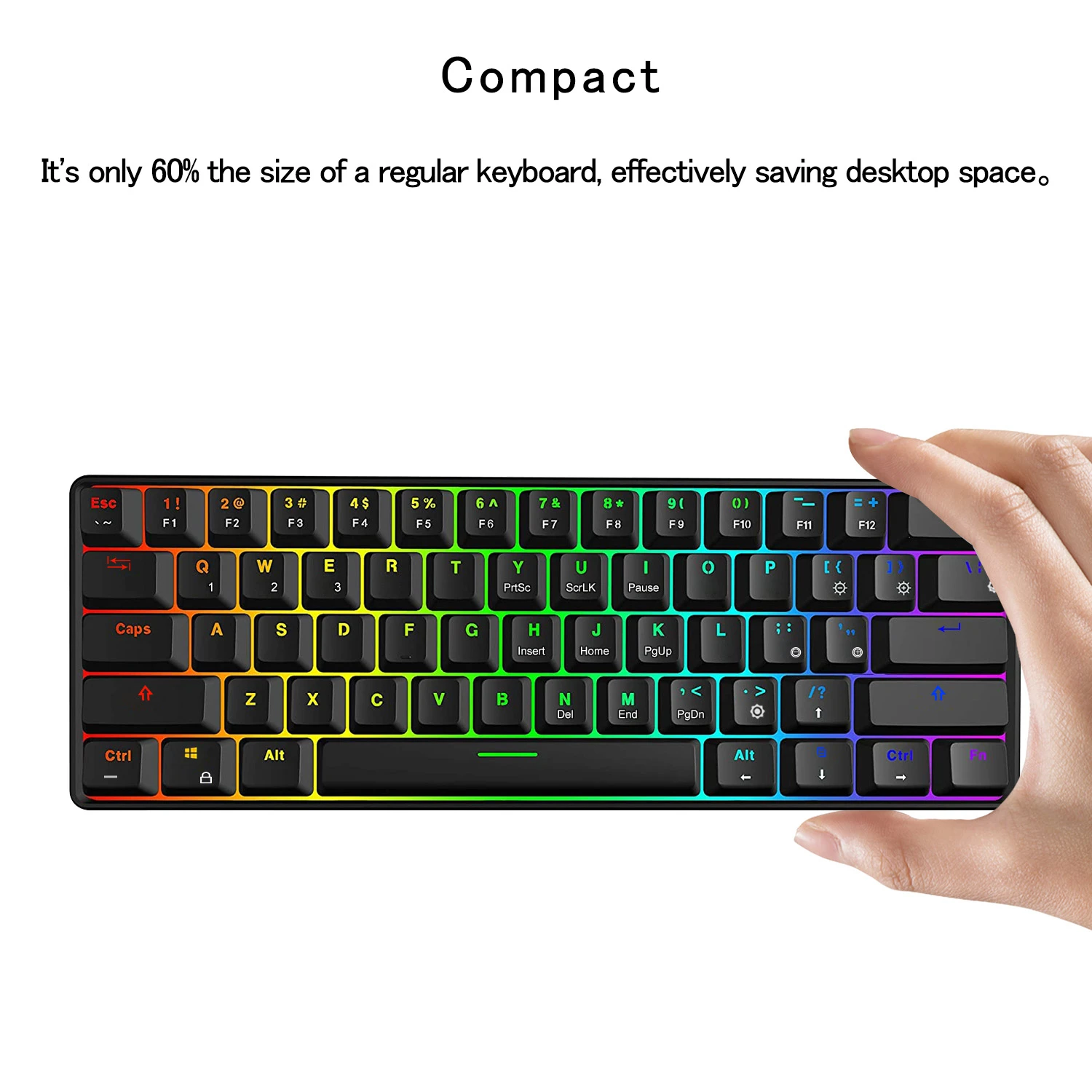 CHYI ABS Wired/Bluetooth Keyboard With RGB Backlight 61Key Computer Keycaps For PC